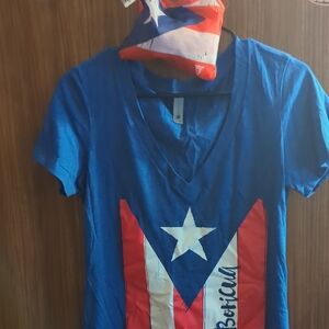 Blue Puerto Rico Flag Womans T-Shirt